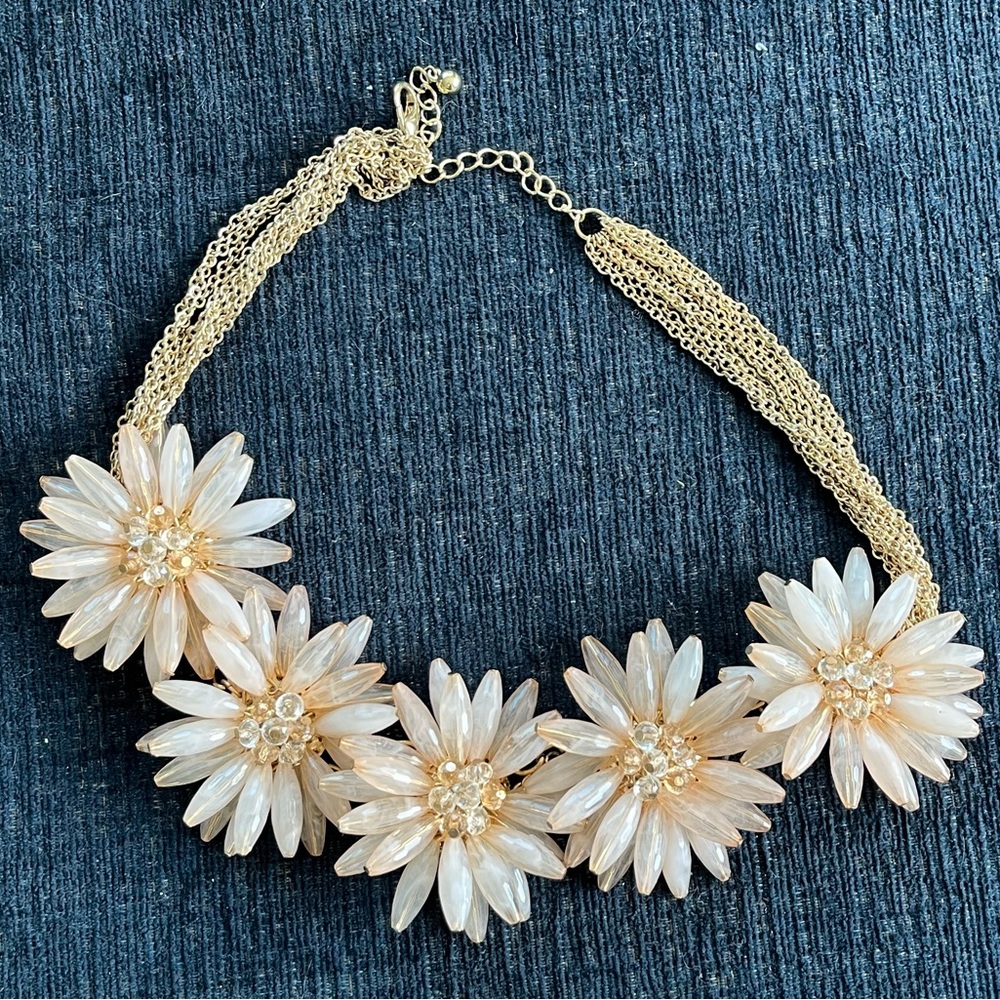 J crew pink flower necklace statement piece
